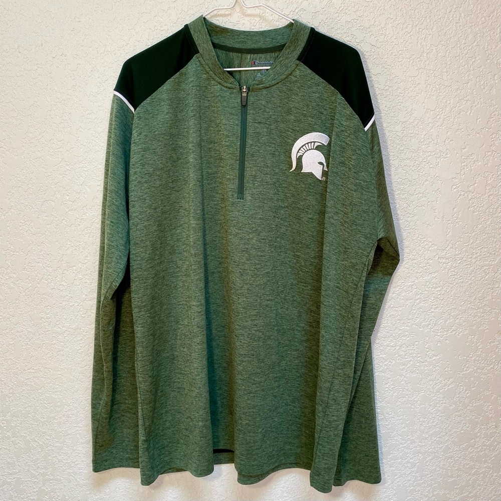 Michigan State Spartans Pullover Men’s 2XL Green & Black 1/4 Zip LS Shirt Jacket